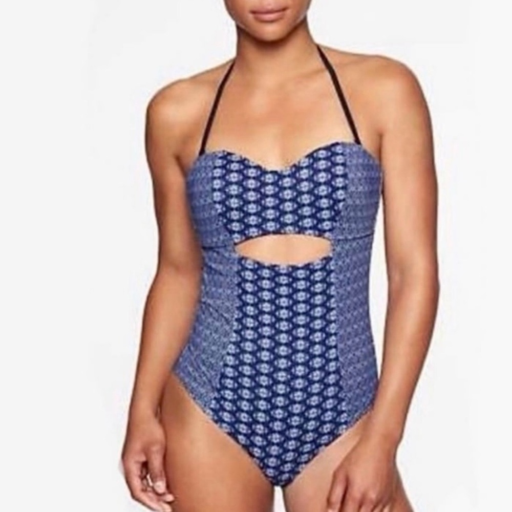 Athleta NWT Navy and White Cutout One-Piece Swimsuit Size XXS